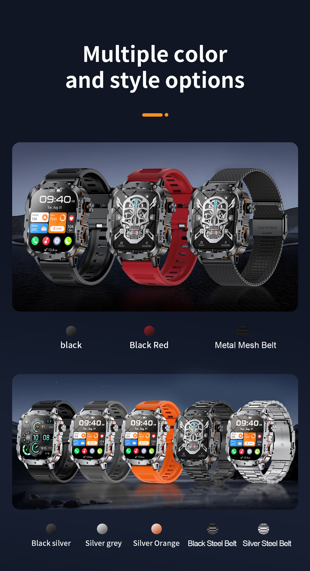 Men's Bluetooth Smartwatch With Heart Rate And Blood Oxygen Monitoring Multi Sports Watch Waterproof Fitness Tracker Touchscreen Watch_voghion.com