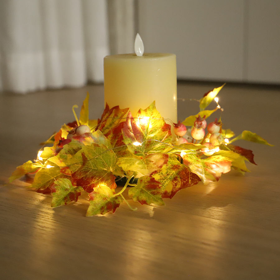 베리 세 갈래 단풍잎 캔들 홀더(조명 1m 포함)