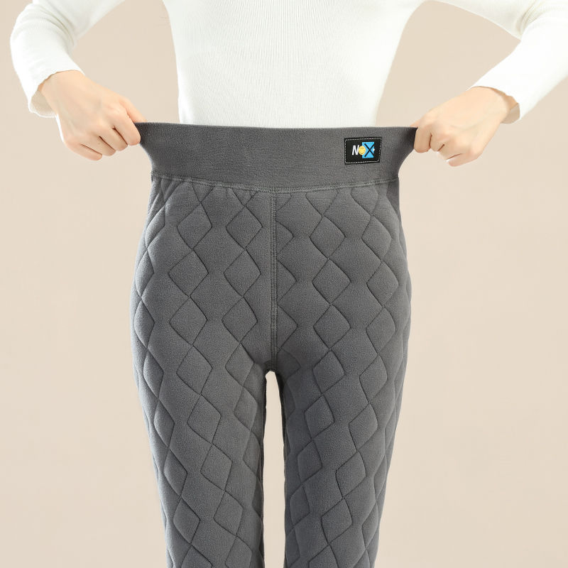 加厚夹棉打底裤女加绒冬季棉裤特厚高腰内穿保暖裤大码长款直筒裤