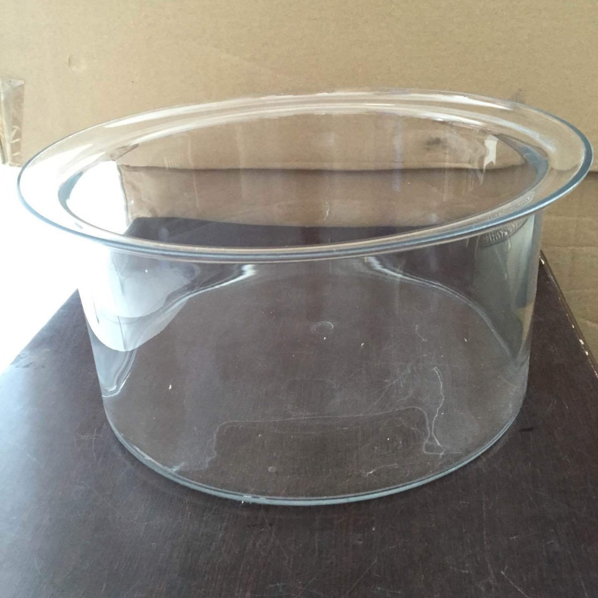 厂家供应 透明带沿圆形玻璃水槽 各种规格玻璃水盆 实验室器皿