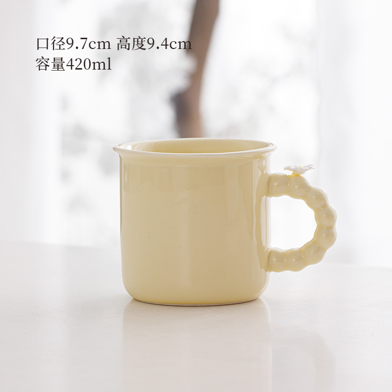 Pequeña taza de flores frescas, simple y elegante taza de oficina de estilo ins, taza de cerámica exquisita de dopamina de alto valor