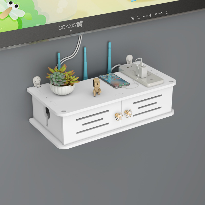 WiFi TV montado en la pared Set-Top Box router de almacenamiento en rack de almacenamiento de perforación libre soporte de soporte