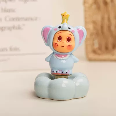 Animal Star Figurines Car ornaments - elephant-star-man-blue-floral-base