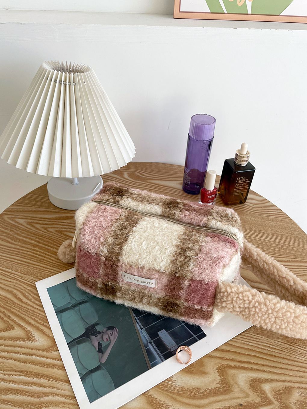 Amazon transfronteriza de suministro/simple de felpa de gran capacidad bolsa de cosméticos portátil de viaje portátil bolsa de almacenamiento con cremallera para las mujeres