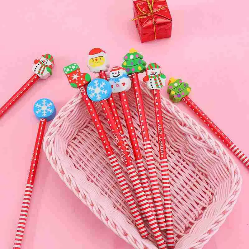 圣诞节万圣老人卡通创意可爱铅笔学习文具批发小学生幼儿园奖品励