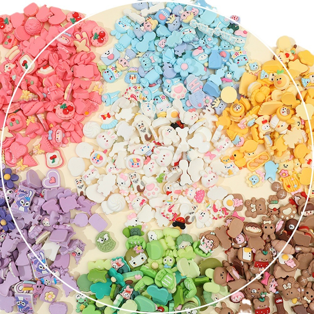 Cartoon color mixed random resin accessories diy cream glue hairpin hair accessories handmade accessories material wholesale