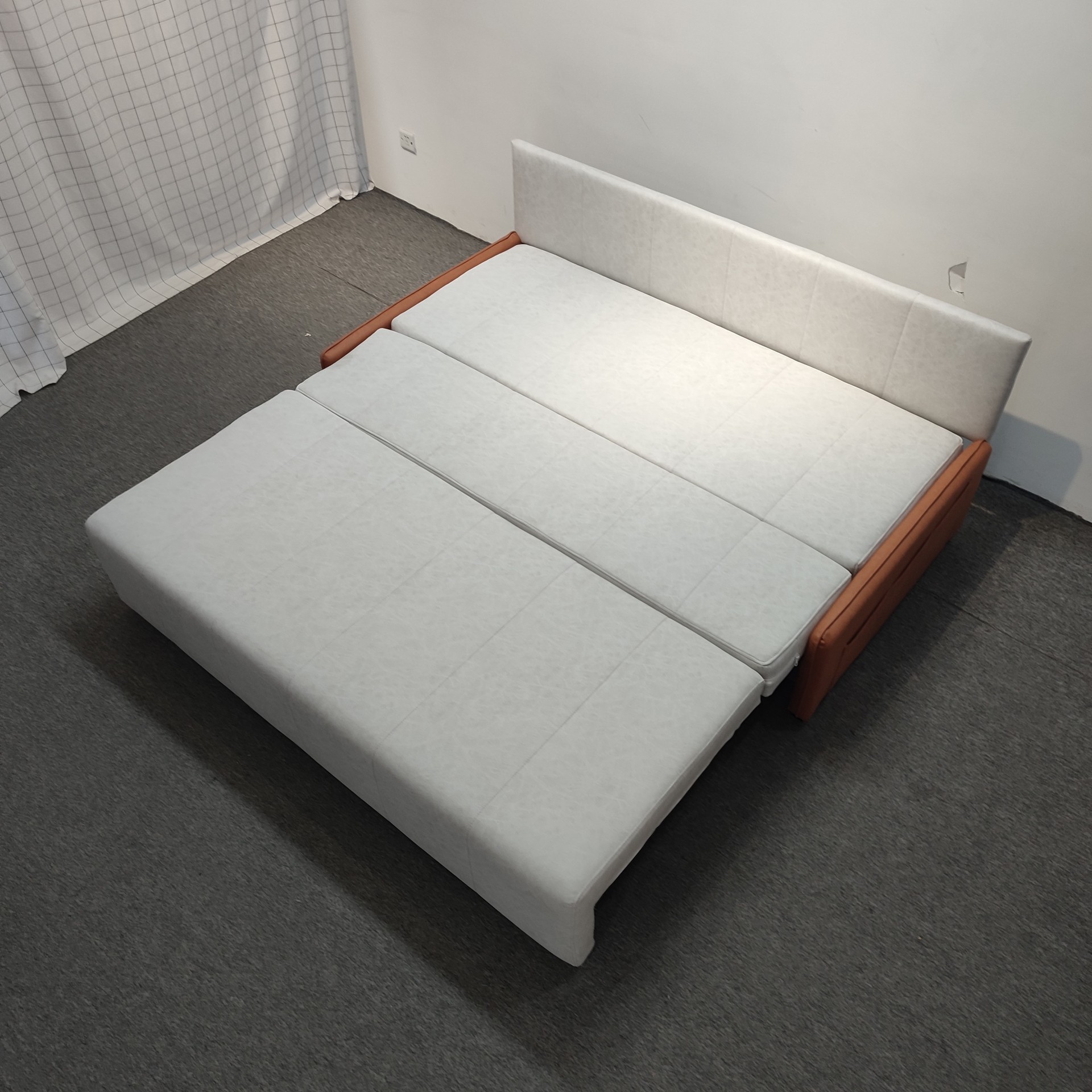 Salón de estar pequeño apartamento sofá cama de función sin lavar tela moderna simple de aire empujando y tirando de almacenamiento sofá de doble uso