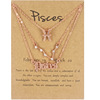 Golden zodiac signs with letters, set, cards, necklace, suitable for import, new collection, pink gold, 3 piece set, wish