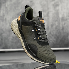 2024春款加厚飛織運動鞋男時尚休閒跑步鞋通勤鞋旅遊鞋跨境