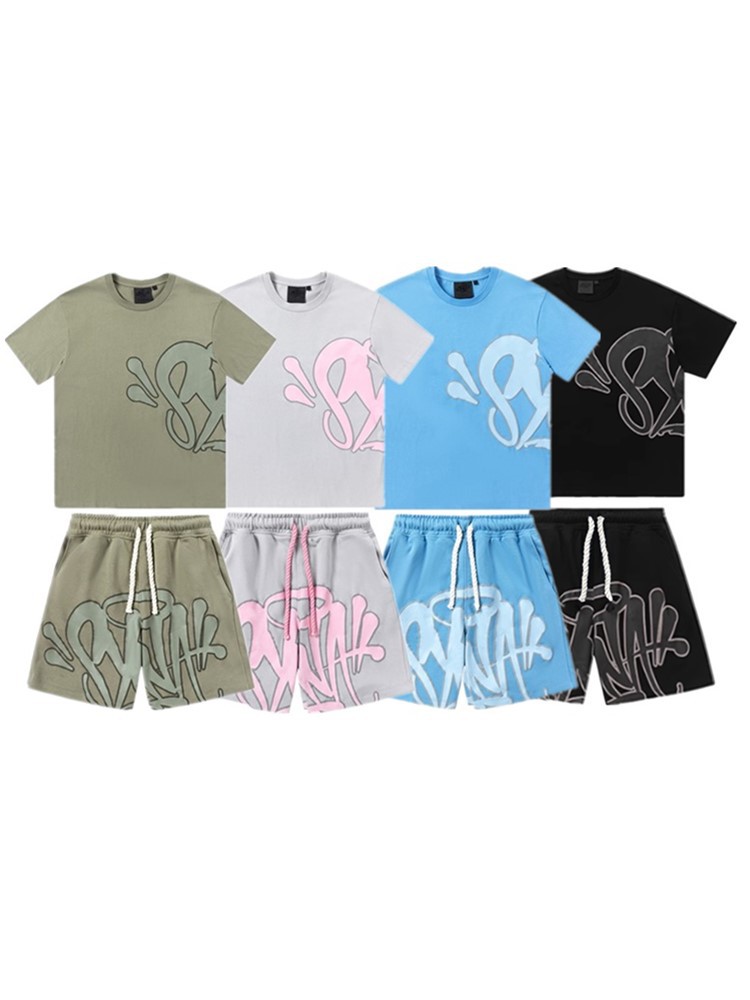 Transfronterizos SynaWord Hip Hop espuma impresión de manga corta pantalones cortos traje casual hombre hip hop americano t