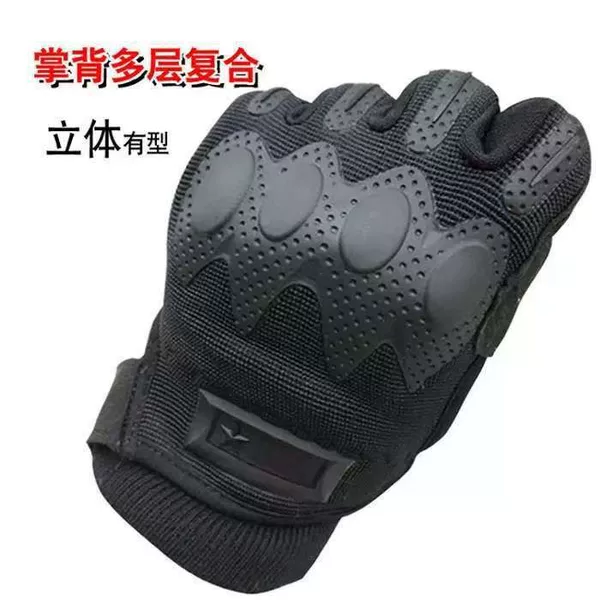 Cross-Border Cold-Proof Tactical Gloves for Men, Full-Finger Cycling Gloves, Winter Fleece-Lined, Warm, Standard Wear-Resistant Black Inner Gloves