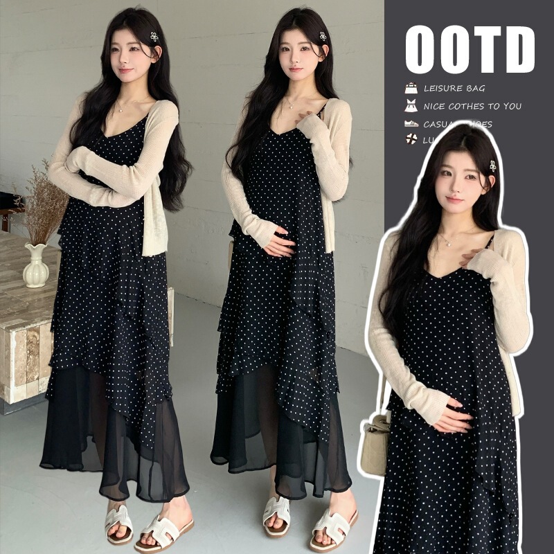 Actual Photos of the 2026 Summer New Polka Dot Cake Skirt + Sun Protection Cardigan Two-Piece Maternity Outfit Actual Photos of the 2026 Summer New Polka Dot Cake Skirt + Sun Protection Cardigan Two-Piece Maternity Outfit