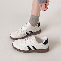 外贸平底双条纹百搭板鞋秋冬新款韩版德训鞋女式时尚跑步休闲鞋
