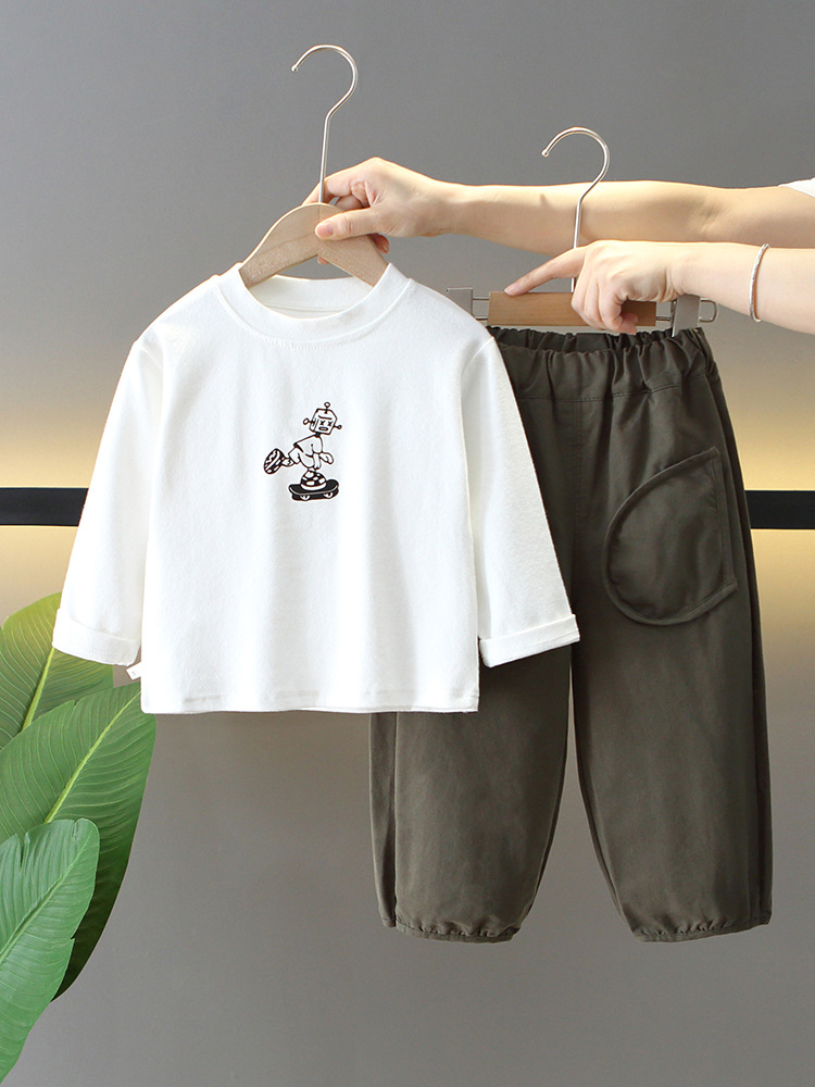 6144 Traje de otoño para niños 2025 Nuevo bebé Primavera y otoño Camisa casual coreana para niños Chaqueta de tres piezas