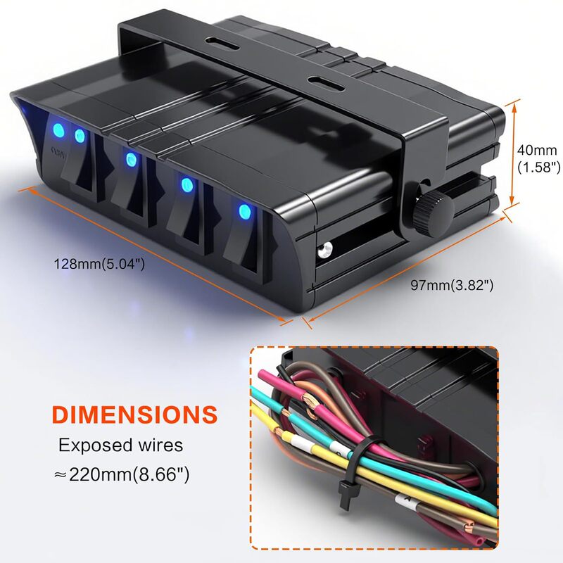 In-stock 6-key panel switch, new cross-border product, marine accessories, 6-position rocker switch combination for yachts and RVs