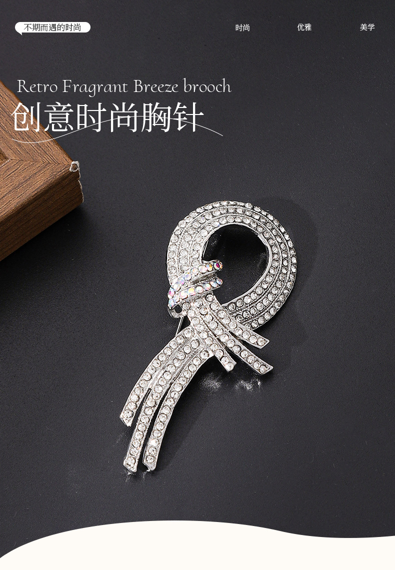 New Elegant Alloy Enamel Hollow Rope Bow Brooch Exquisite Women's Clothing Brooch Accessory Pin
