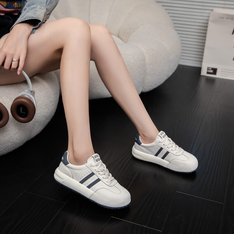 真皮厚底超火小白鞋女2025秋新款轻便舒适简约百搭休闲运动德训鞋|undefined