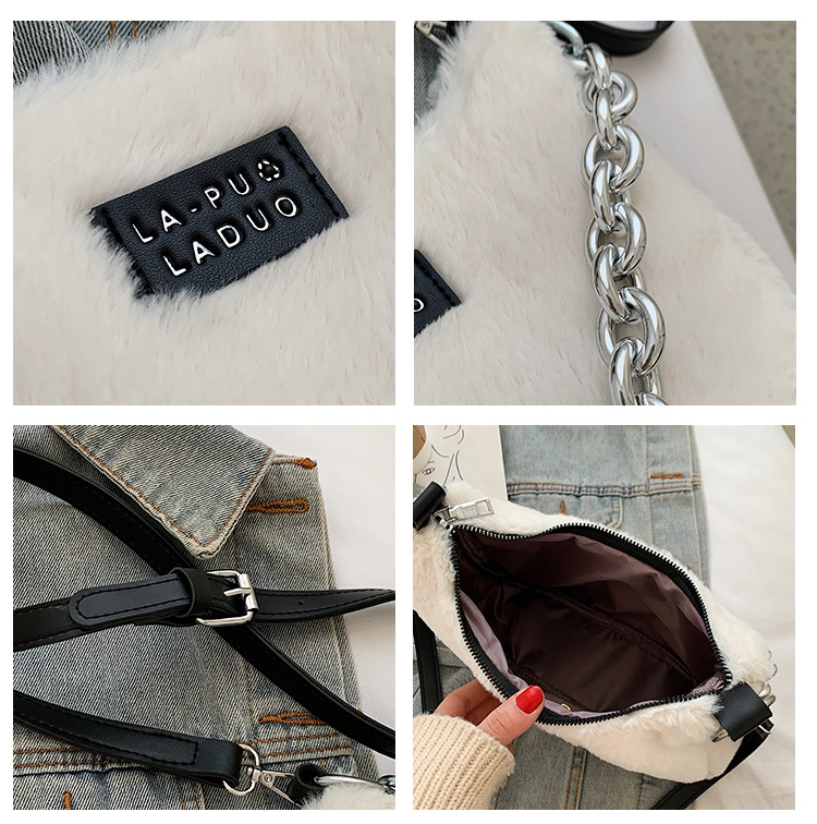 Plush Bag Female Autumn And Winter 2021 New Thick Chain One Shoulder Messenger Underarm Bag display picture 18