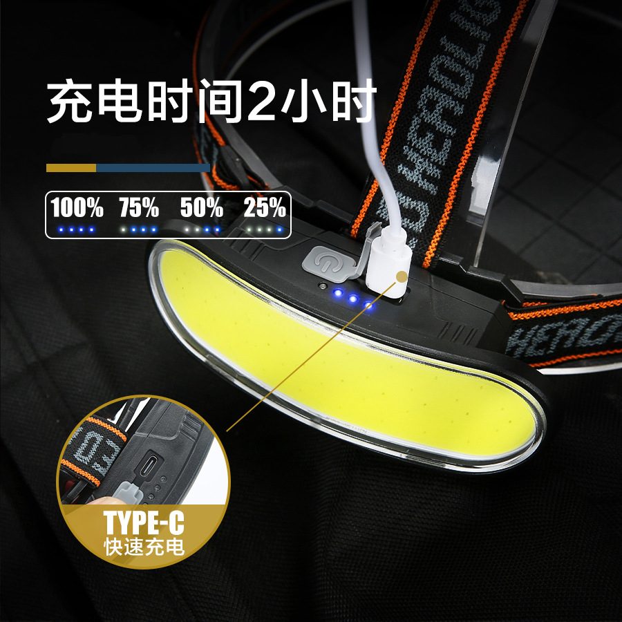 Transfronterizo doble fuente de luz luz alta luz remota linterna de cabeza al aire libre iluminación de pesca nocturna doméstica luz alta luz led faro