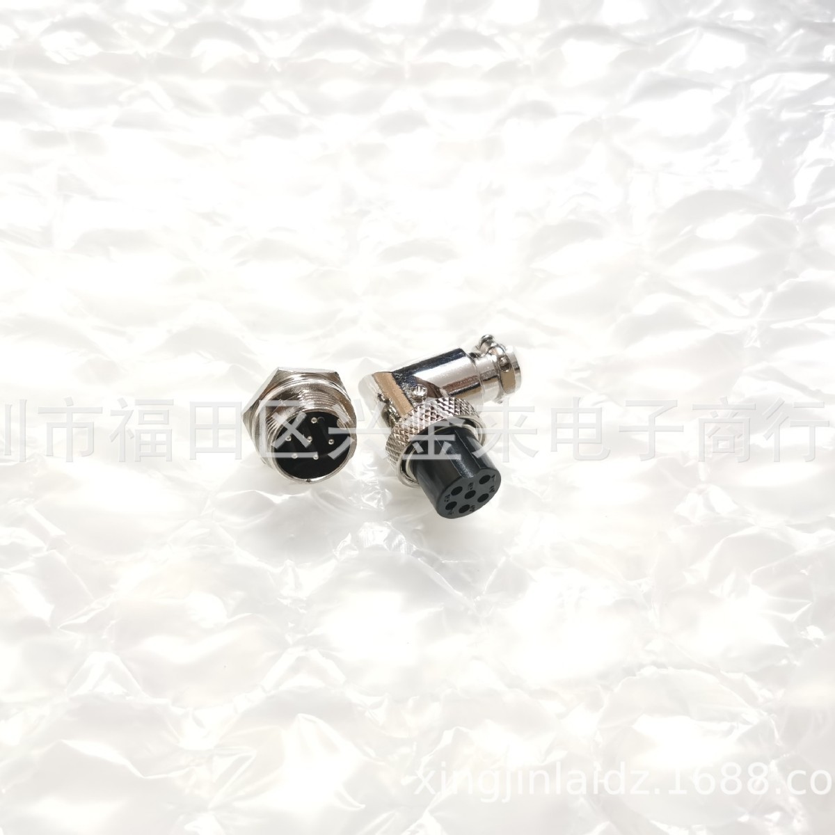 航空插头插座GX16GX16-6芯公座+6芯母弯头公对母整套90度弯连接器