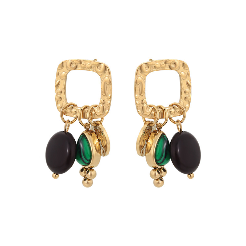 Xuping nicho personalidad viento de acero inoxidable 14k aretes geométricos pernos cuadrados círculos bordillos aretes al por mayor mujeres