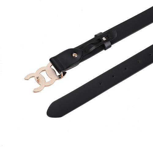 New women's genuine leather belt, versatile decorative belt for suit pants, women's cowhide vintage waist-cinching black belt—wholesale