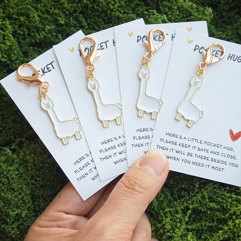 Cute and Fun White Alpaca Keychain