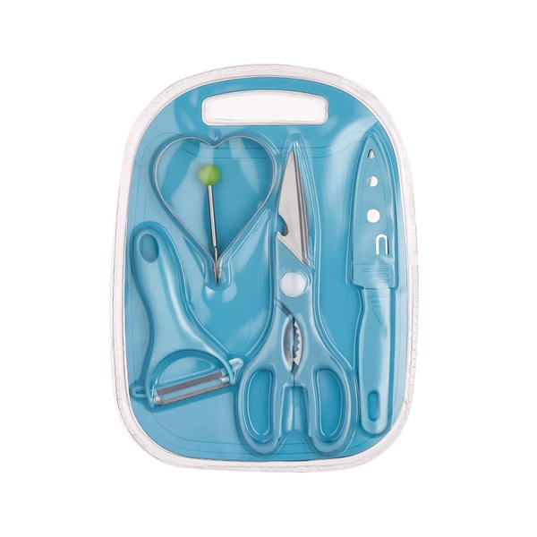 01 fruit knife blister five-piece set-blue