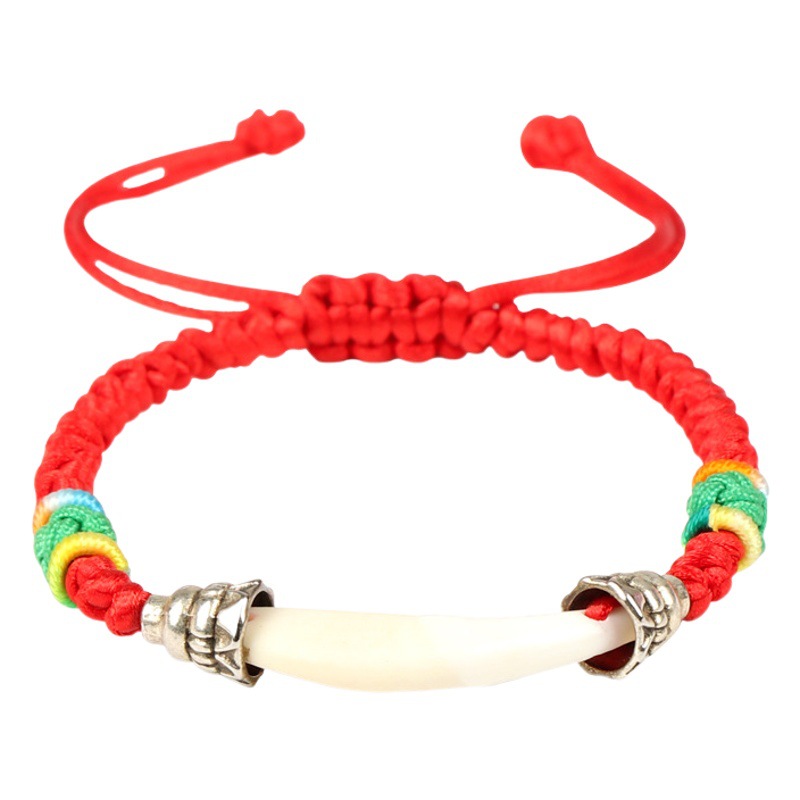 Baby's Anti-Scare Bracelet Baby's Anti-Scare Peach Walnut Basket Dragon Boat Festival Colorful Red Rope Pig's Dog's Teeth Bracelet