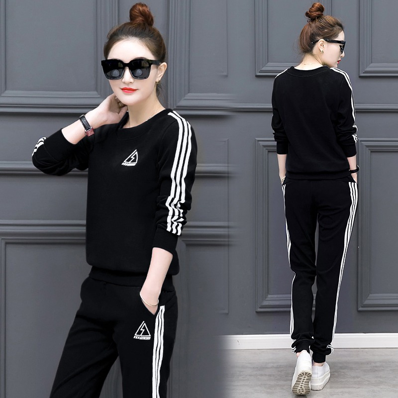 Foreign Trade 2022 Spring K-style New Large Size Casual Wear Two-piece Student Wear Slim Sports Suit for Women