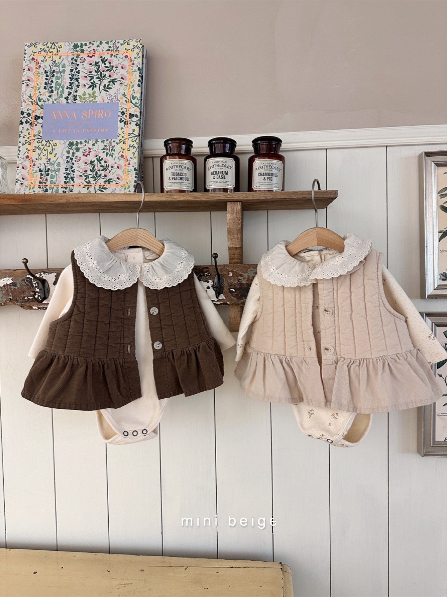 Ropa de invierno del Bebé Ropa de los niños del estilo coreano ropa de salida del bebé Chaleco de encaje acolchado