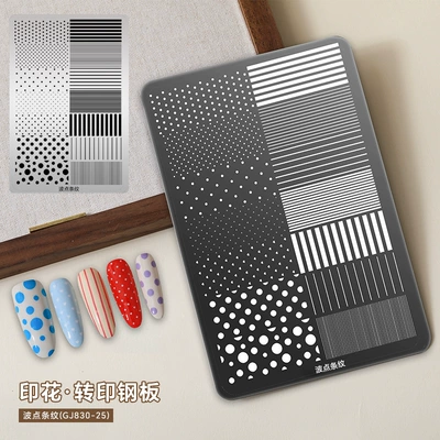 Dırnaq bəzəkləri, Tool Plaid Print Steel Plate - polka-dot-stripes