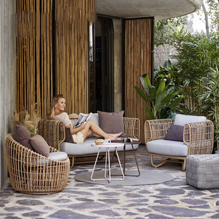 Rattan Sofa Outdoor Garden Southeast Asian Style Rattan Balcony Small Coffee Table Indoor Courtyard Outdoor Furniture Combination