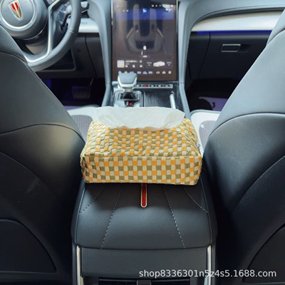 dispenser, car seat trash bin — Car tissue box/set - yellow-green-bubble-pattern-tissue-box-armrest-box-style