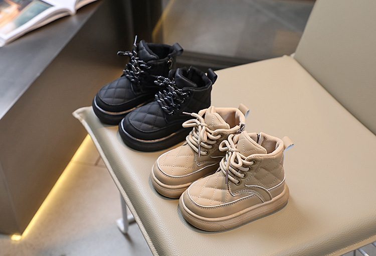 Bottes courtes britanniques pour bébé fille, édition automne 2024, nouvelle collection, motif à carreaux, fermeture éclair latérale_voghion.com