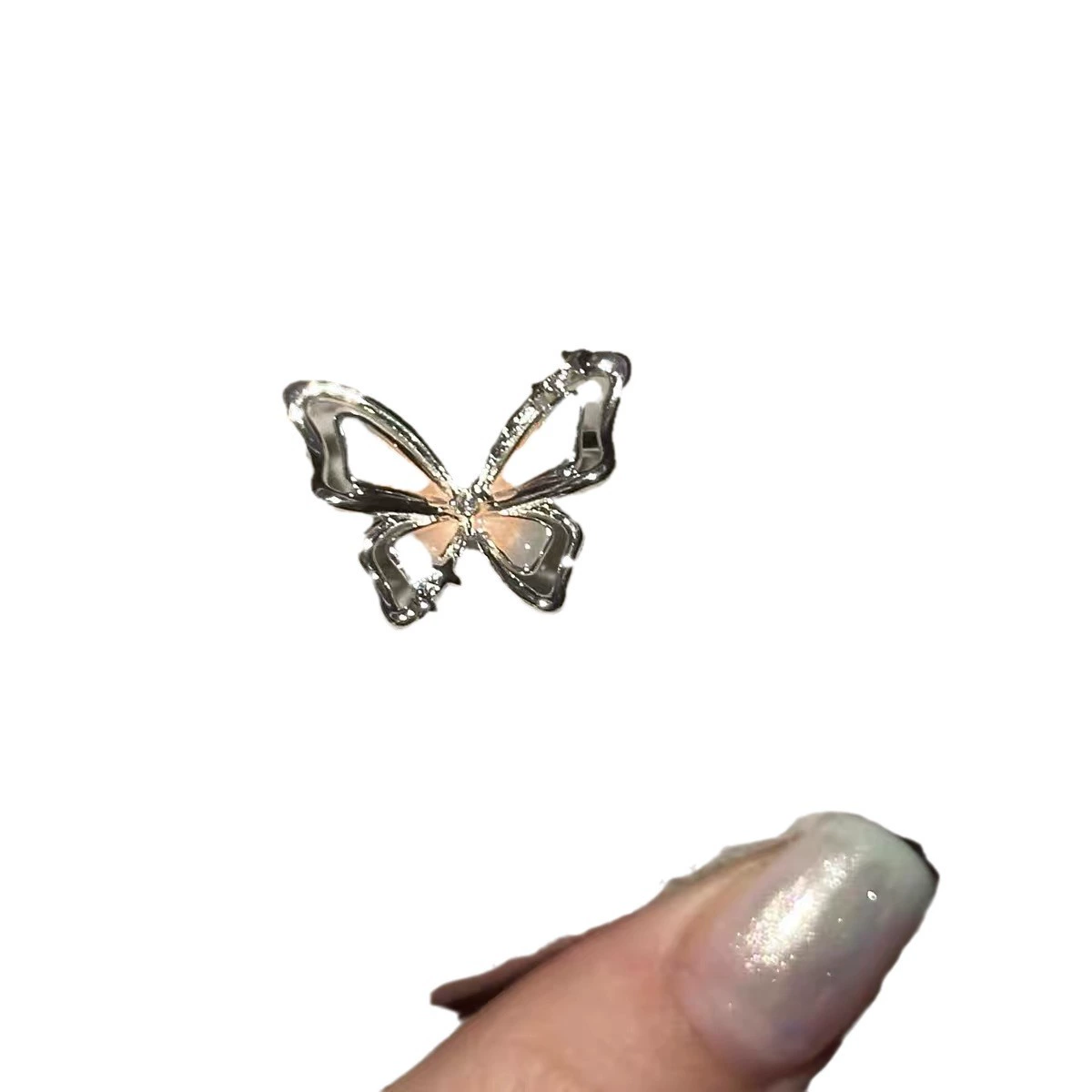 Butterfly Enamel Ring, Small Universal Size, Graffiti Accent, Simple Elegant Design