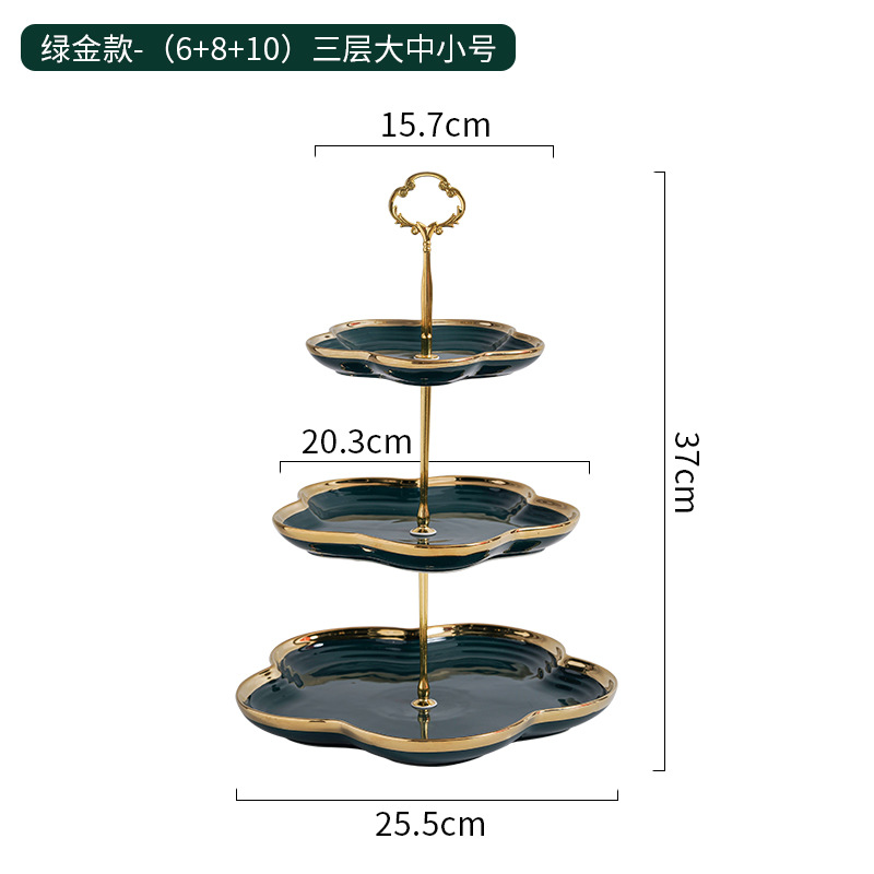 De estilo europeo de tres capas plato de fruta de cerámica sala de estar hogar creativo tarde té postre pastel de dulces postre estante plato de fruta seca