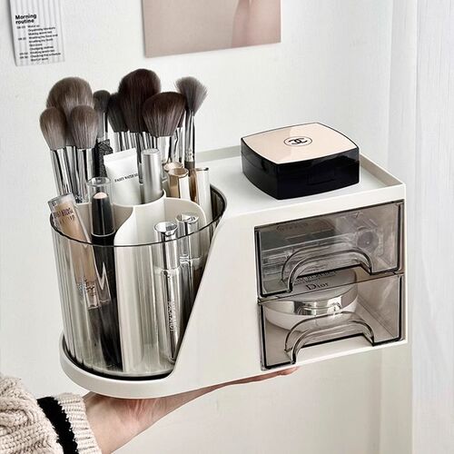 Cosmetics storage box, dressing table, rotating lipstick, makeup brush storage box, multifunctional storage rack
