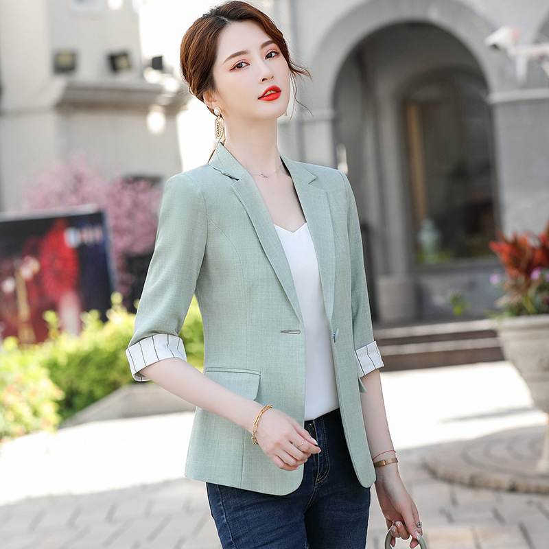 Green summer elegant classic suit jacket