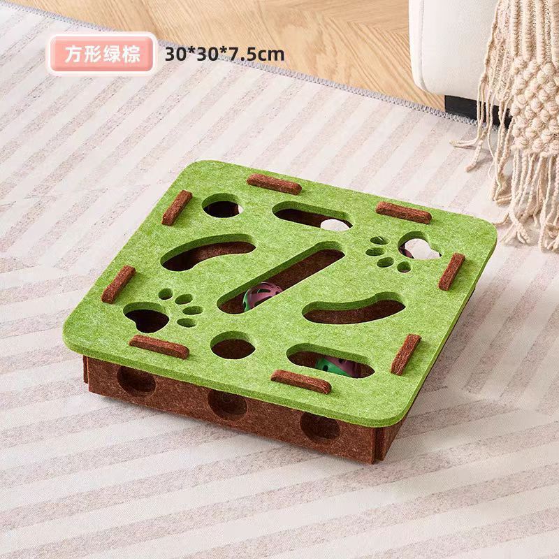 猫玩具自嗨解闷毛毡逗猫盒子耐抓磨爪宠物玩具轨道铃铛球猫咪玩具|undefined