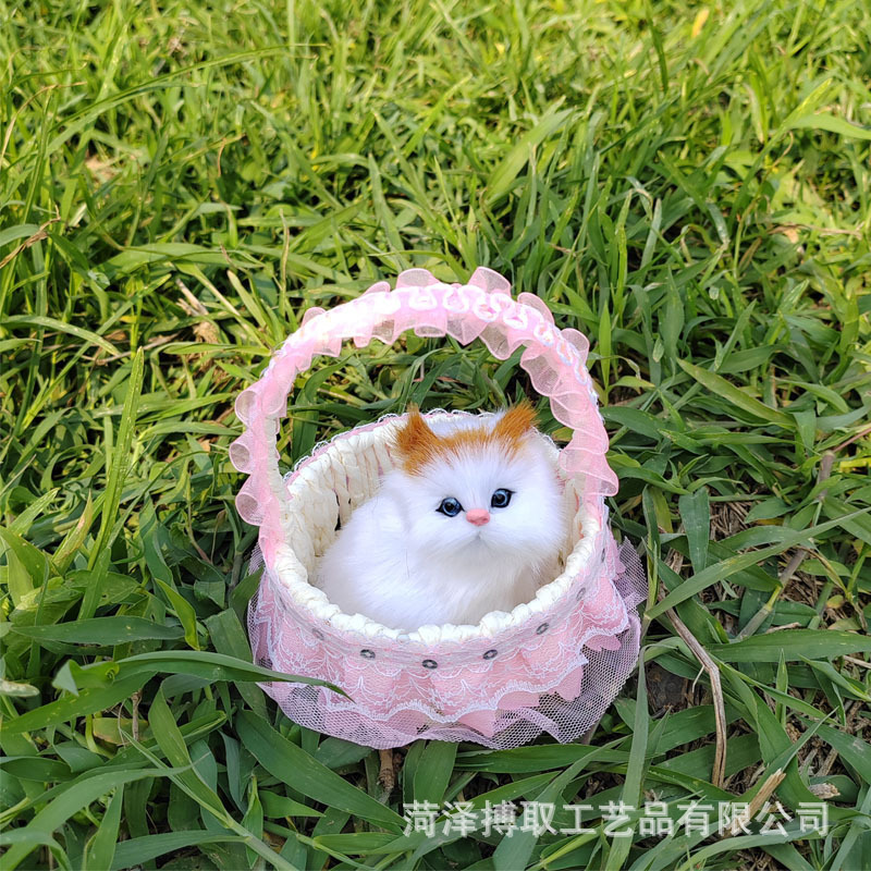 猫のレースを模倣したバスケットと呼ばれます。猫の誕生日プレゼント工芸品の置物は動物の模型レースを模倣します。|undefined