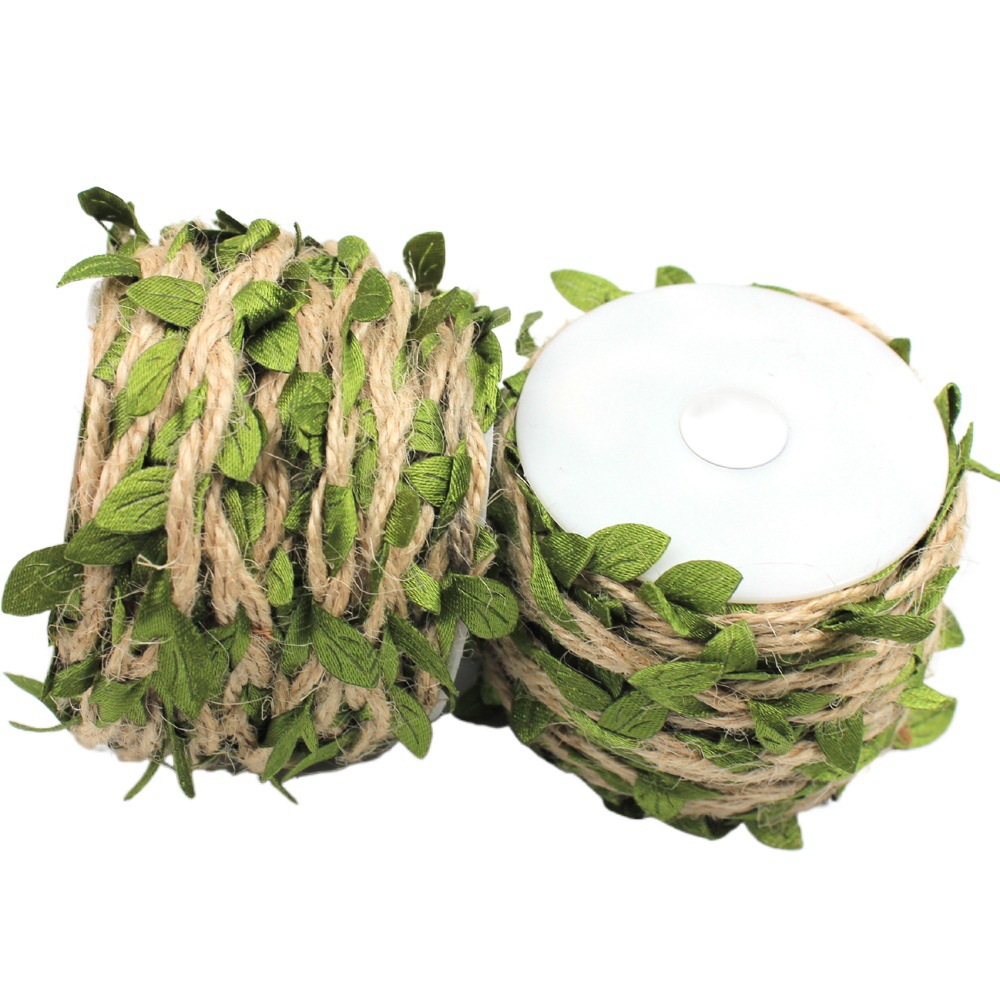 Ventas de la Fábrica de la hoja verde cuerda de cáñamo DIY tejido de ratán decorativo cáñamo cuerda 10 M/corbata pequeño paquete hoja verde yute