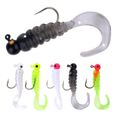 Soft Bait T-Tail Root, Small T-Tail 1g-4g Lure Lead Head Hook Tail Single Spiral Thread Soft Worm Fake Lure Wholesale