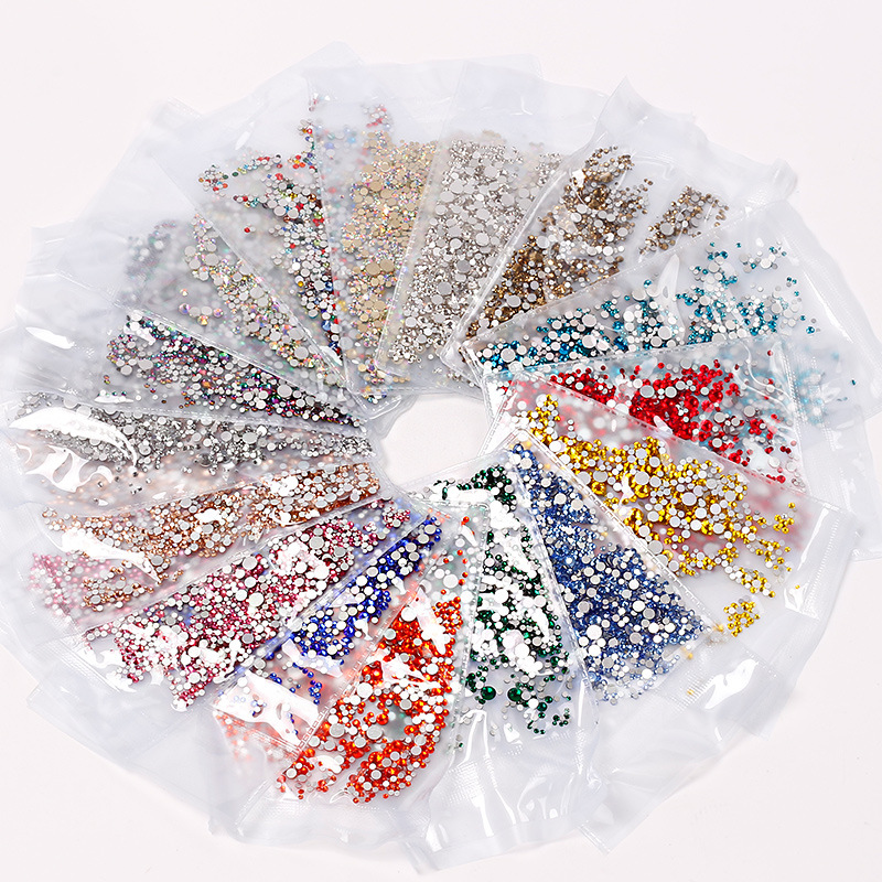 Joyería de uñas diamante plano transparente AB diamante DIY decorativo uñas rhinestone tamaño mezclado cristal diamante color 1440