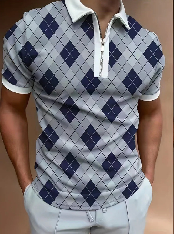 Comercio exterior europeo y americano primavera nueva moda casual popular impresión polo camiseta con cremallera hombres envío gratis