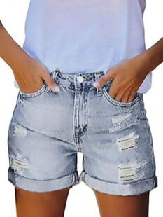B 54715 Distressed Hem Denim Shorts ���fţ�ж�ѝ �羳�W