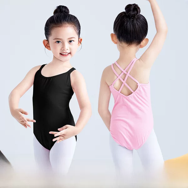 Children's Dance Clothes Ballet Practice Clothes Body Clothes Girls' Double Sling Suit Test Grade Closed Crotch Performance Clothes