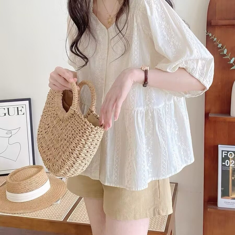 授乳服、サマースーツ、夏ファッション、香港風カジュアルお出かけ、夏ゆったりトップス、ワイドパンツとスカートの2点セット|undefined