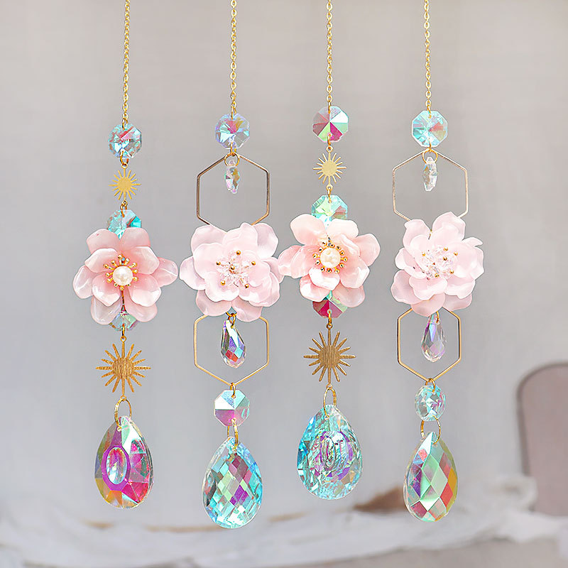 48g Weight Suncatcher, Wind Chime Home Textiles & Decor Type Simple Style Flower Crystal Suncatcher Wind Chime Wall Art