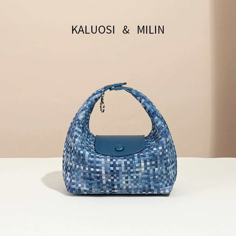 Французский простой нишевый дизайн, нейлоновая ткань, градиентная синяя сумка, изысканная маленькая легкая сумка через плечо на одно плечо, сумка для ланча